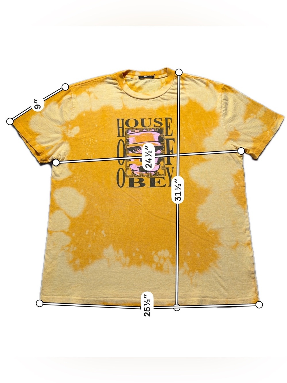 Obey “House of Obey” Tie Dye T-Shirt Men’s XL Yellow Streetwear Graphic Tee - Picture 4 of 5